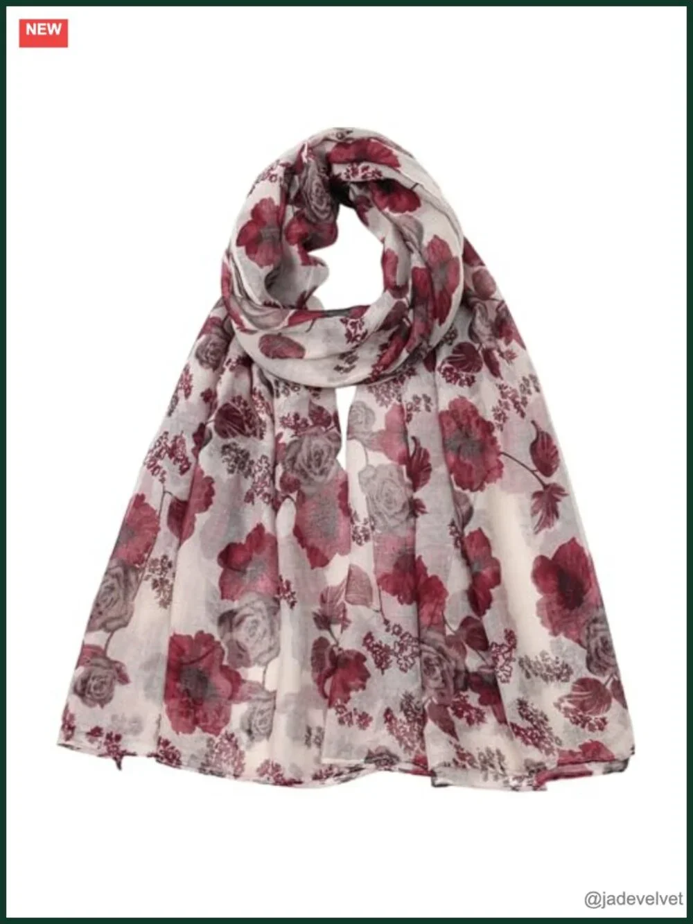 Lightweight Floral Printed Fringed Shawl Scarf Wrap
